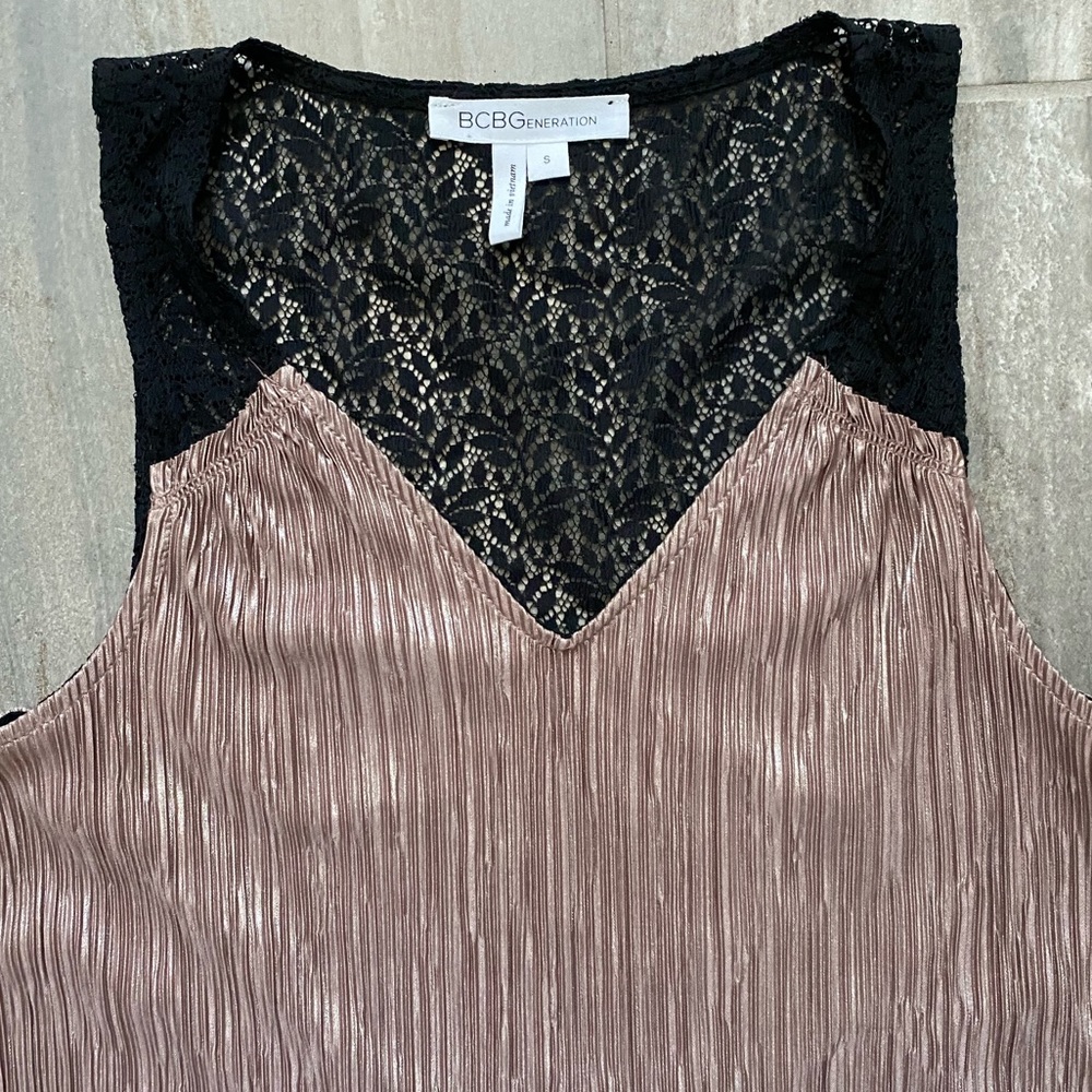 NEW BCBGeneration Rose Shimmer Dress with Black Lace Back (Size Small)